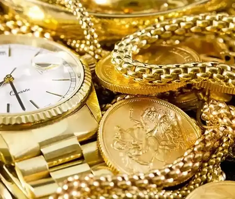 Collection of Gold Jewelry Coins and Watch